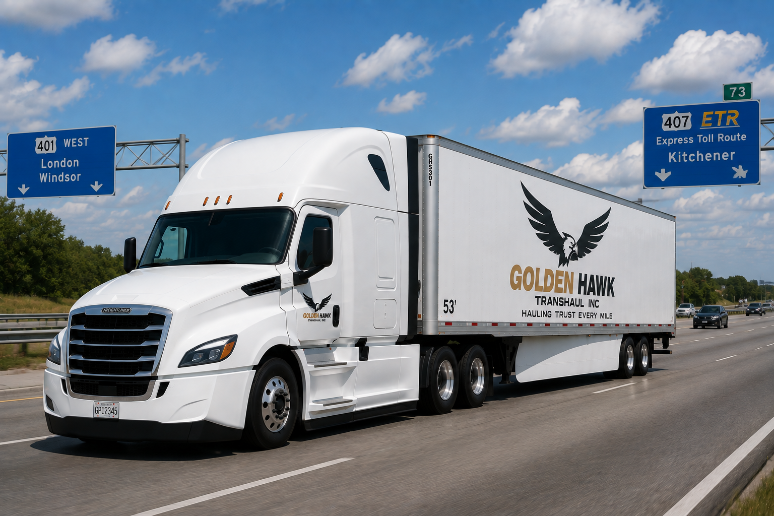 Golden Hawk Transhaul fleet truck on the highway