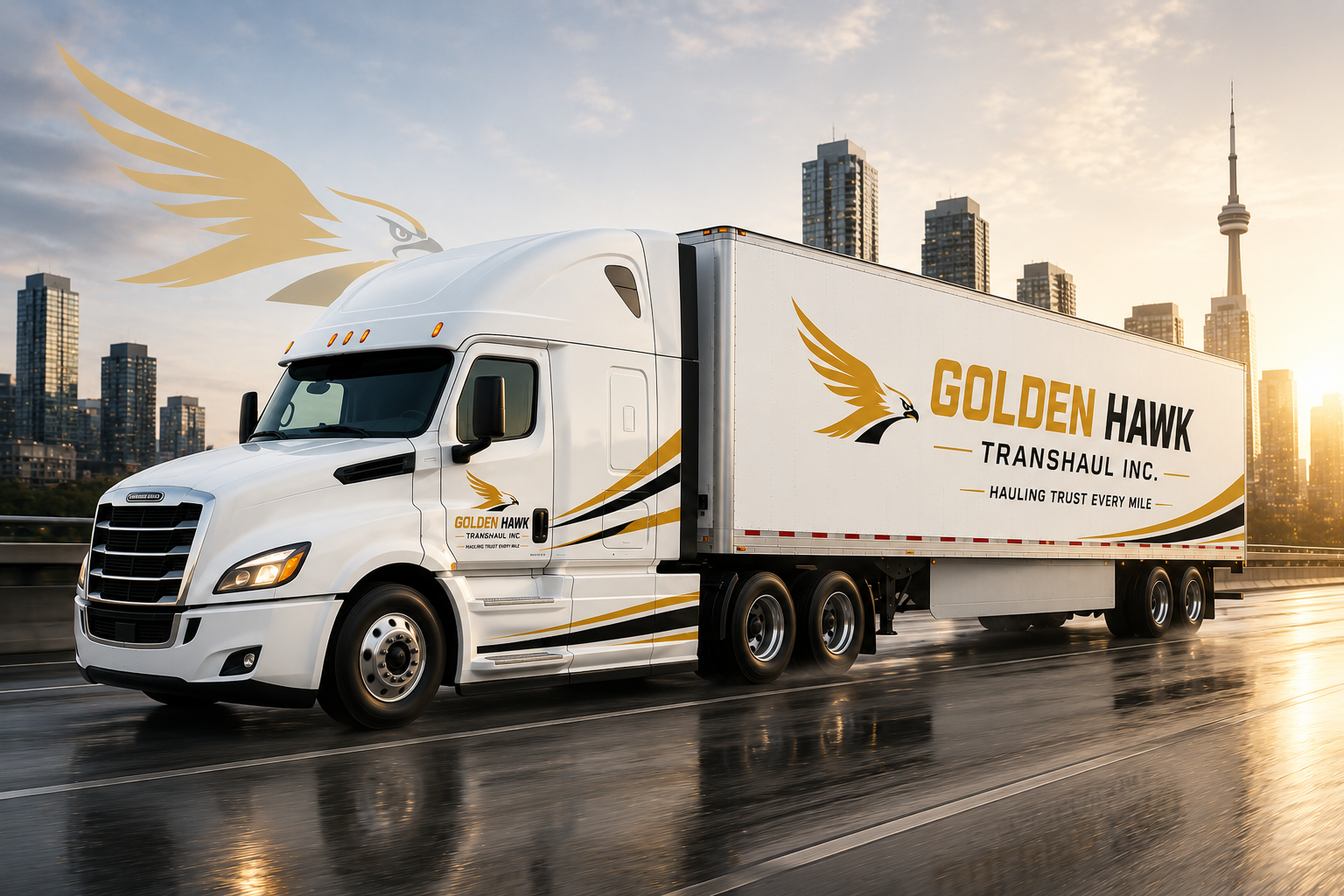 Golden Hawk Transhaul fleet truck on the highway